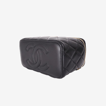 Chanel Classic Vanity Case with Chain in Black Caviar Leather with Gold Hardware