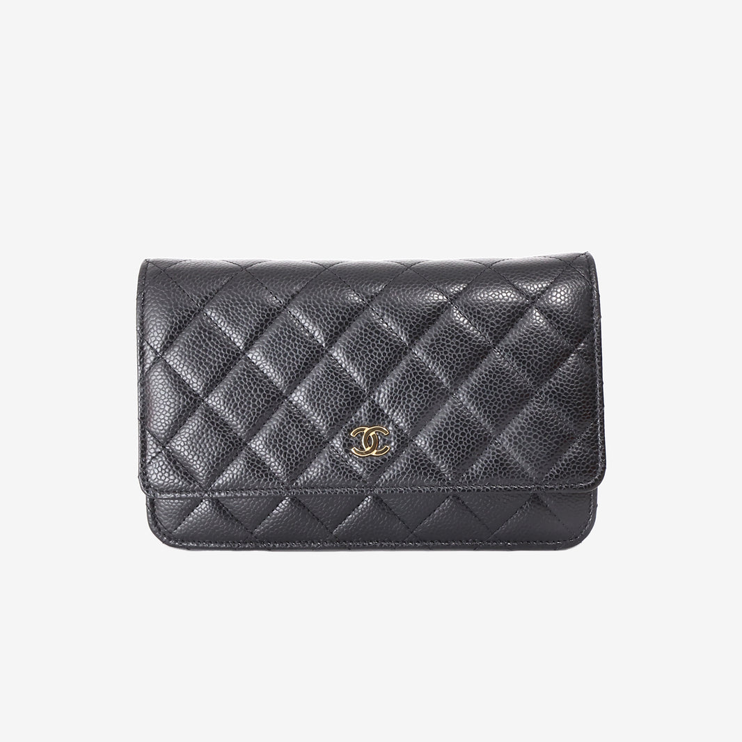 Chanel Classic Wallet on Chain in Black Caviar Leather with Gold Hardware