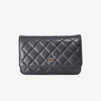 Chanel Classic Wallet on Chain in Black Caviar Leather with Gold Hardware