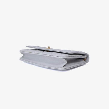 Chanel Wallet on Chain in Grey Caviar Leather with Gold Hardware bottom side view