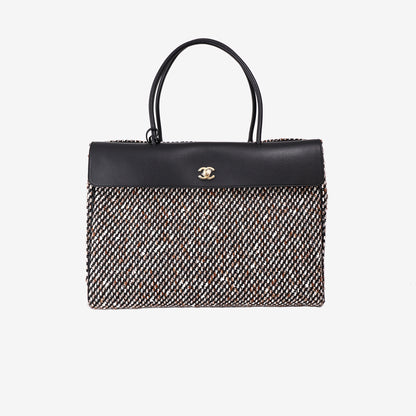 Chanel 26S Large Shopping Bag in Black and Ecru Tweed