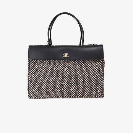 Chanel 26S Large Shopping Bag in Black and Ecru Tweed
