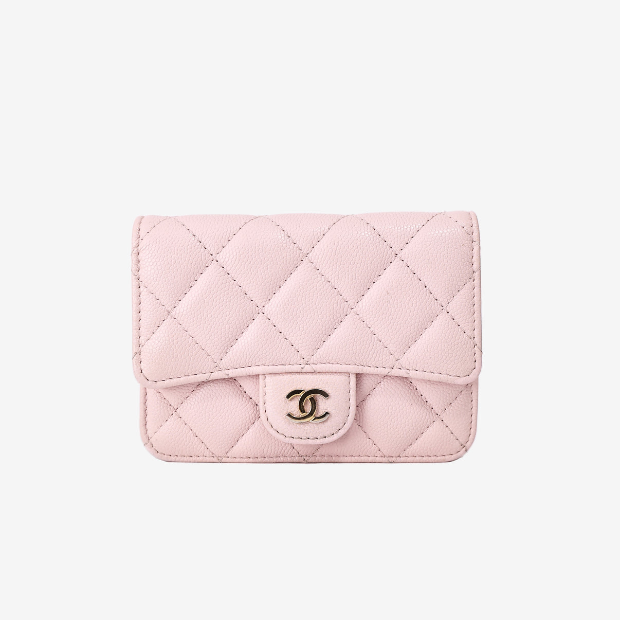Chanel Wallet on Chain in Pink Caviar Leather with Gold Hardware front view