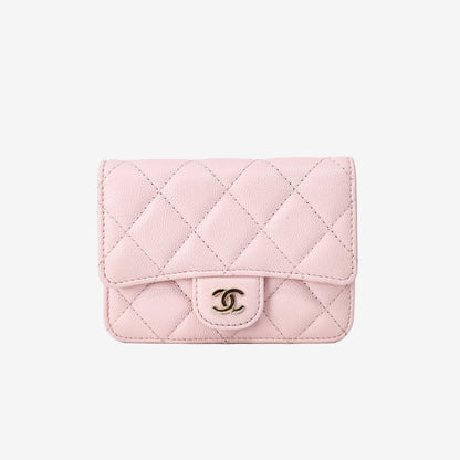 Chanel Wallet on Chain in Pink Caviar Leather with Gold Hardware front view