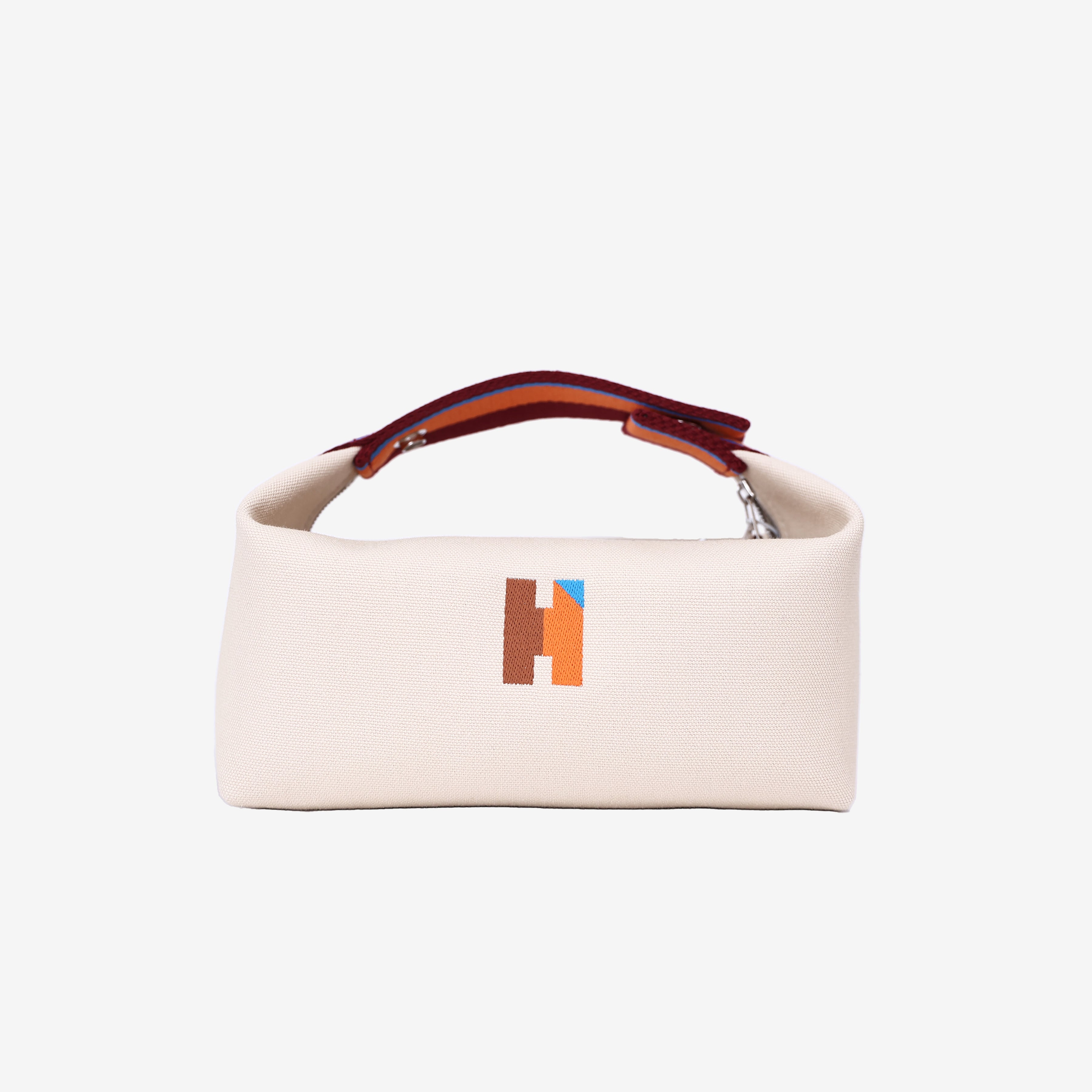 Hermès Bride-a-Brac H Pavillon Case in Naturel Cotton Canvas front view
