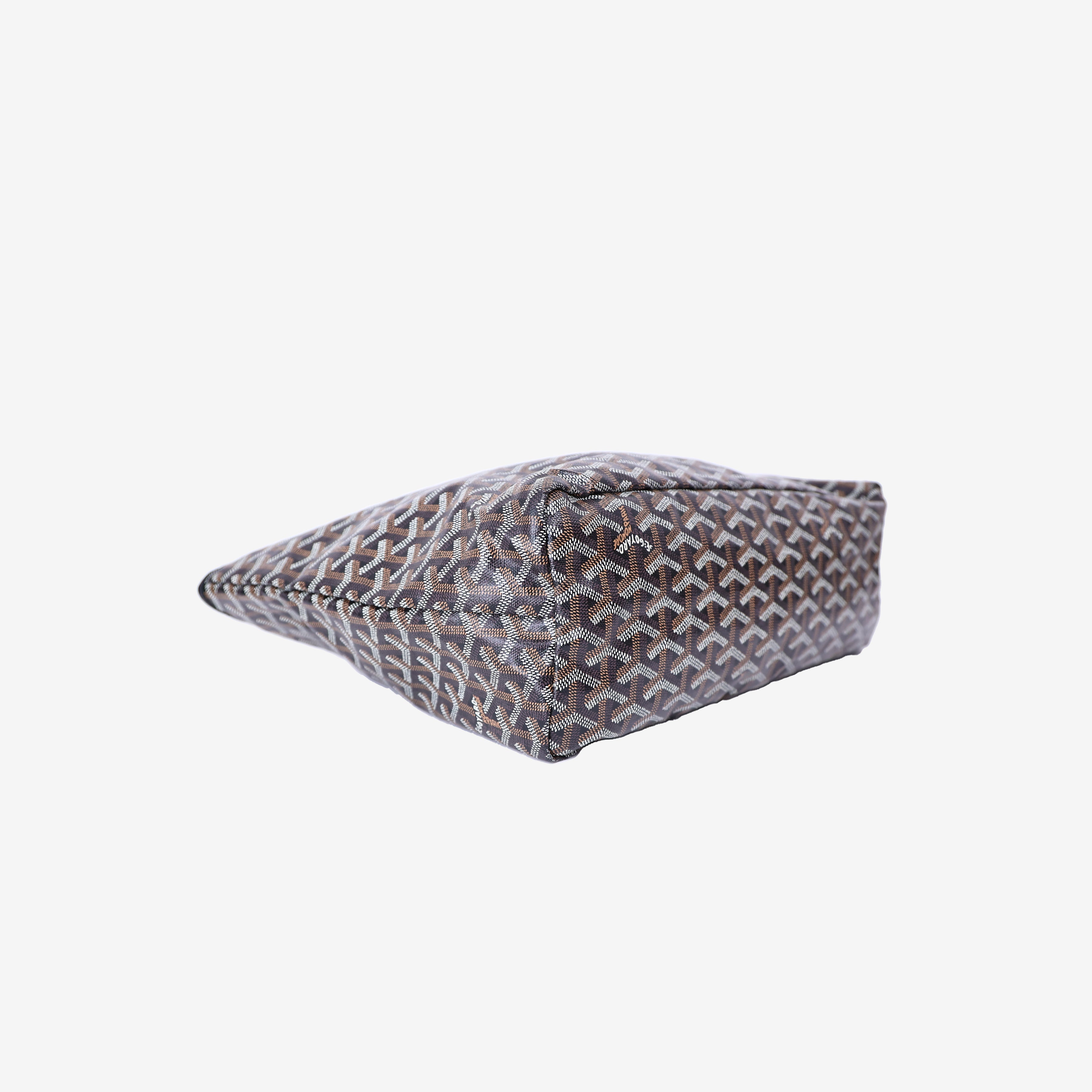 Goyard Saint Louis PM Tote in Black Goyardine Canvas Leather with Palladium Hardware bottom side view
