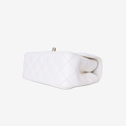 Chanel Crystals Top Handle Flap in White Lambskin Leather with Gold Hardware bottom side view