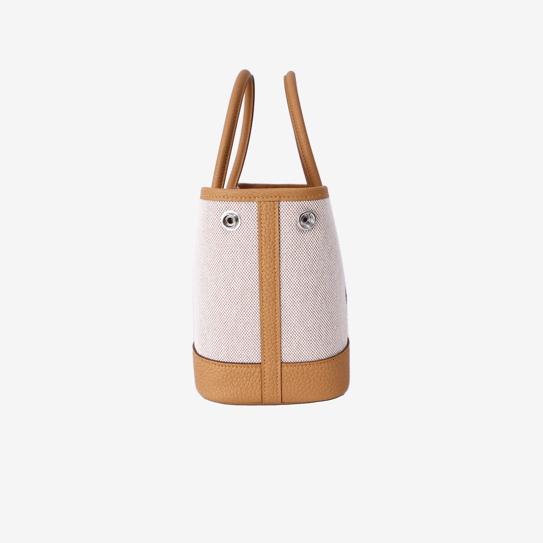 Hermès Neo Garden Party 23 in Écru Toile Canvas/Négonda Leather with Palladium-Plated Hardware