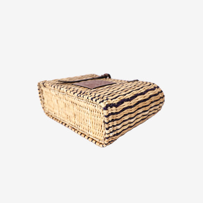 Loewe Square Anagram Wicker Basket Tote Bag in Beige