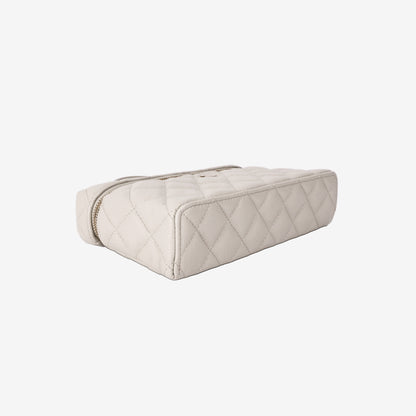Chanel LP Vanity Case in Light Grey Caviar Leather with Light Gold Hardware