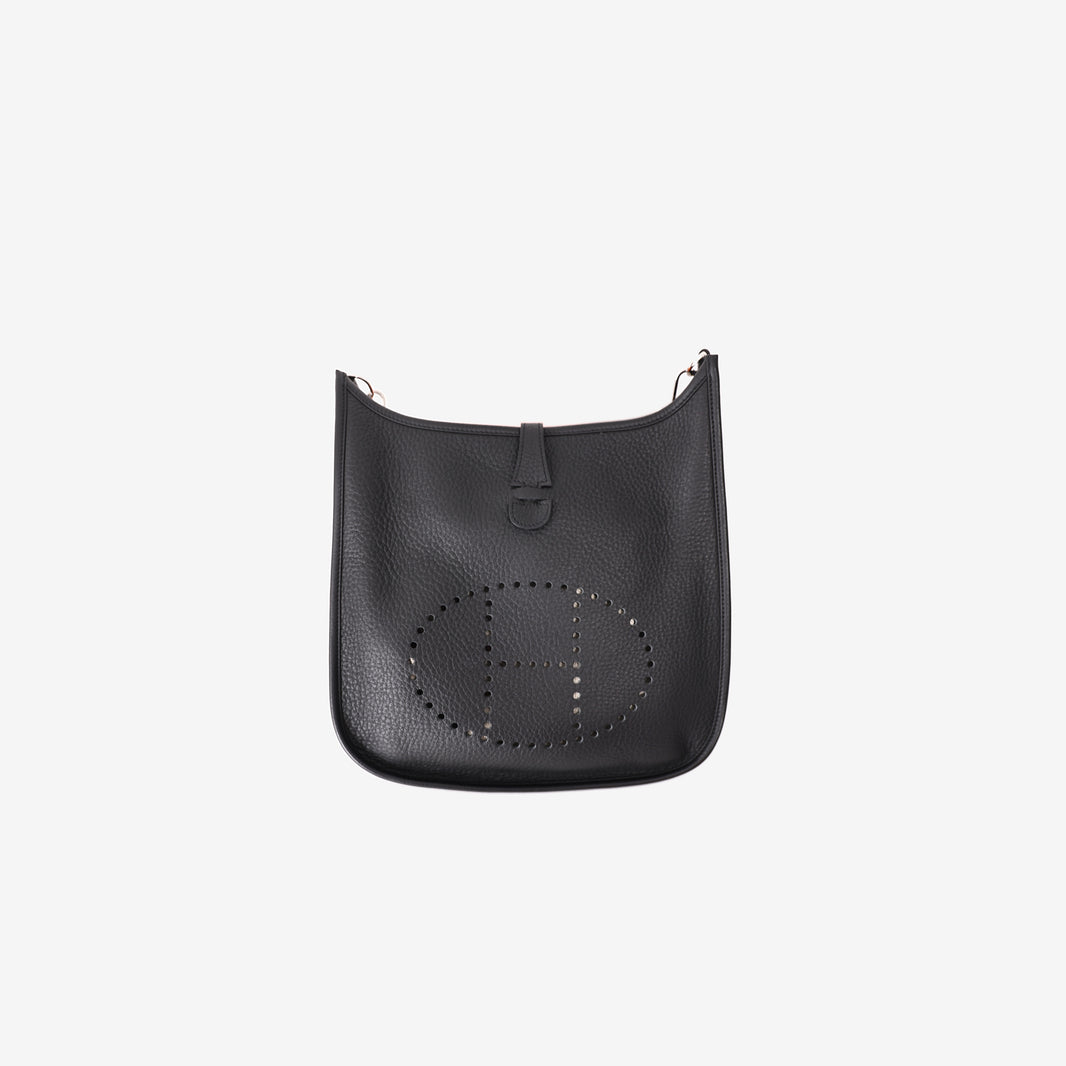 Hermès Evelyne 33 in Black Clemence Leather with Palladium-Plated Hardware