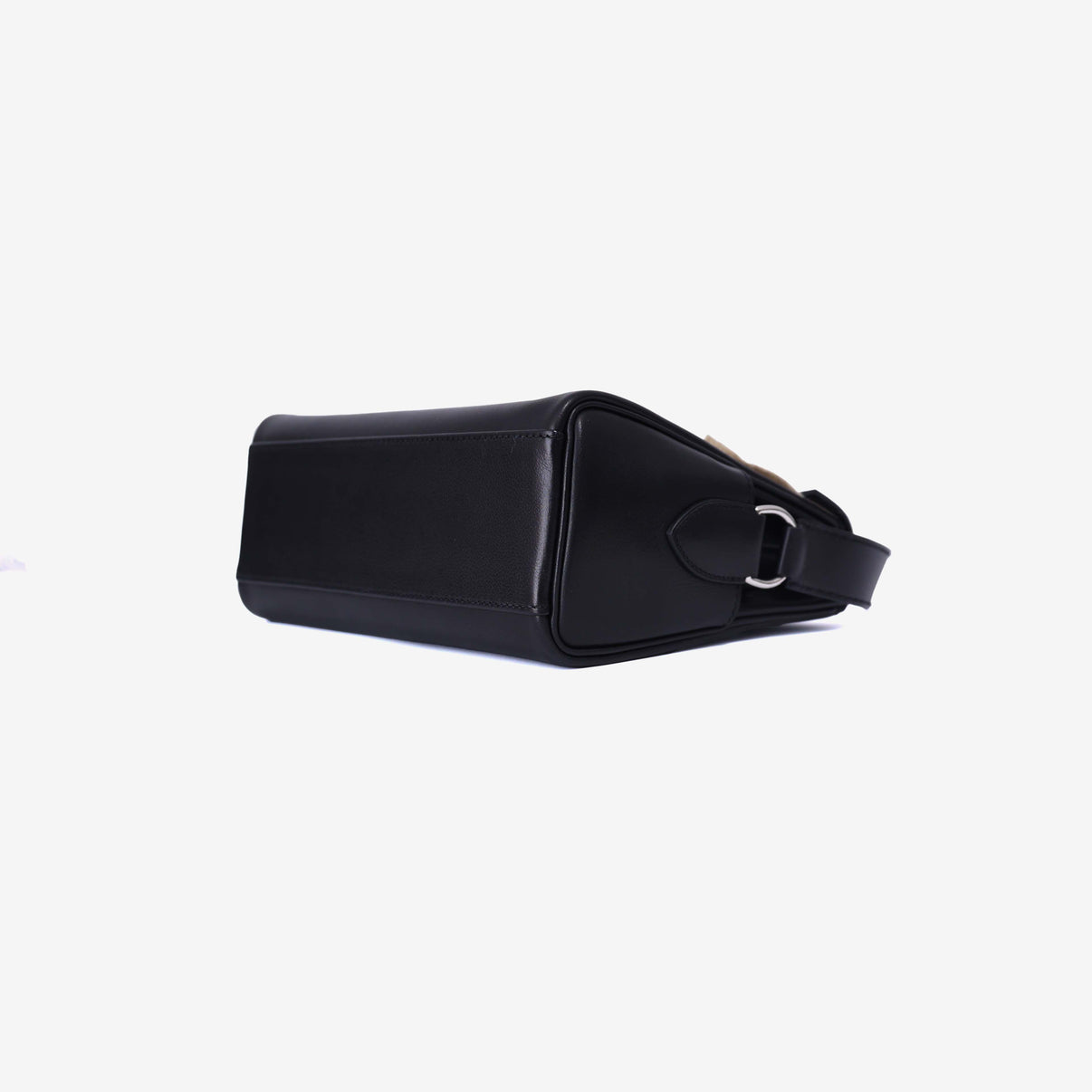 Hermès Kelly Messenger in Noir Evergrain Leather with Palladium Hardware bottom side view