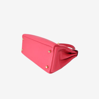 Hermès Kelly 28 in Framboise Clemence Leather with Gold Hardware