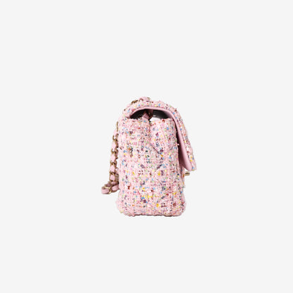Chanel Mini Classic Rectangular Flap Bag in Pink Multicolour Tweed with Gold Hardware