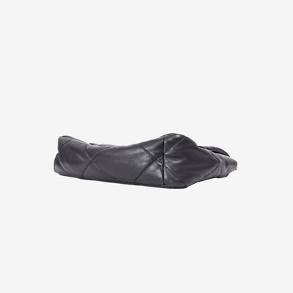Chanel 19 Medium Flap Bag in Black Goatskin Leather with Mixed Hardware bottom side view