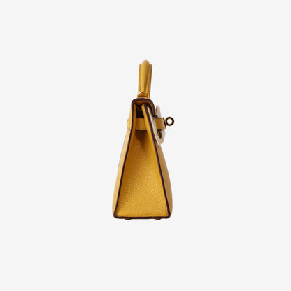 Hermès Mini Kelly 20 in Jaune Ambre Epsom Leather with Gold-Plated Hardware
