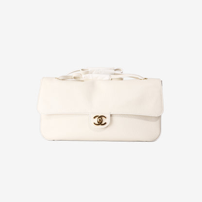 Chanel Maxi Flap Bag 32 in White Grained Calfskin Leather with Gold Hardware