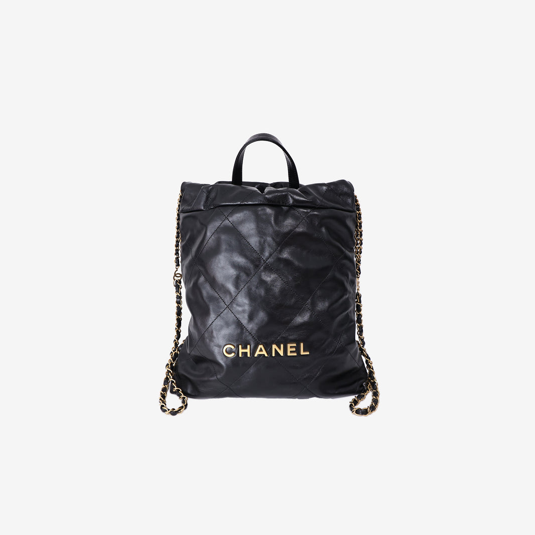Chanel 22 Bag in Black Lambskin Leather with Gold Hardware