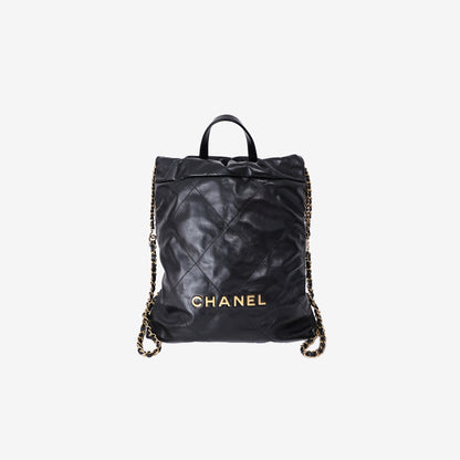 Chanel 22 Bag in Black Lambskin Leather with Gold Hardware