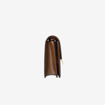 Celine Small Box Bag in Brown Calfskin Leather with Gold Hardware