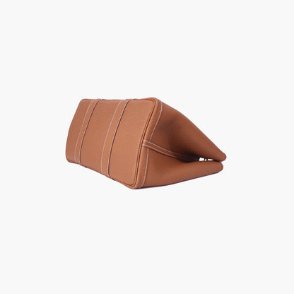 Hermès Garden Party 36 in Gold Negonda Leather with Palladium Hardware bottom side view