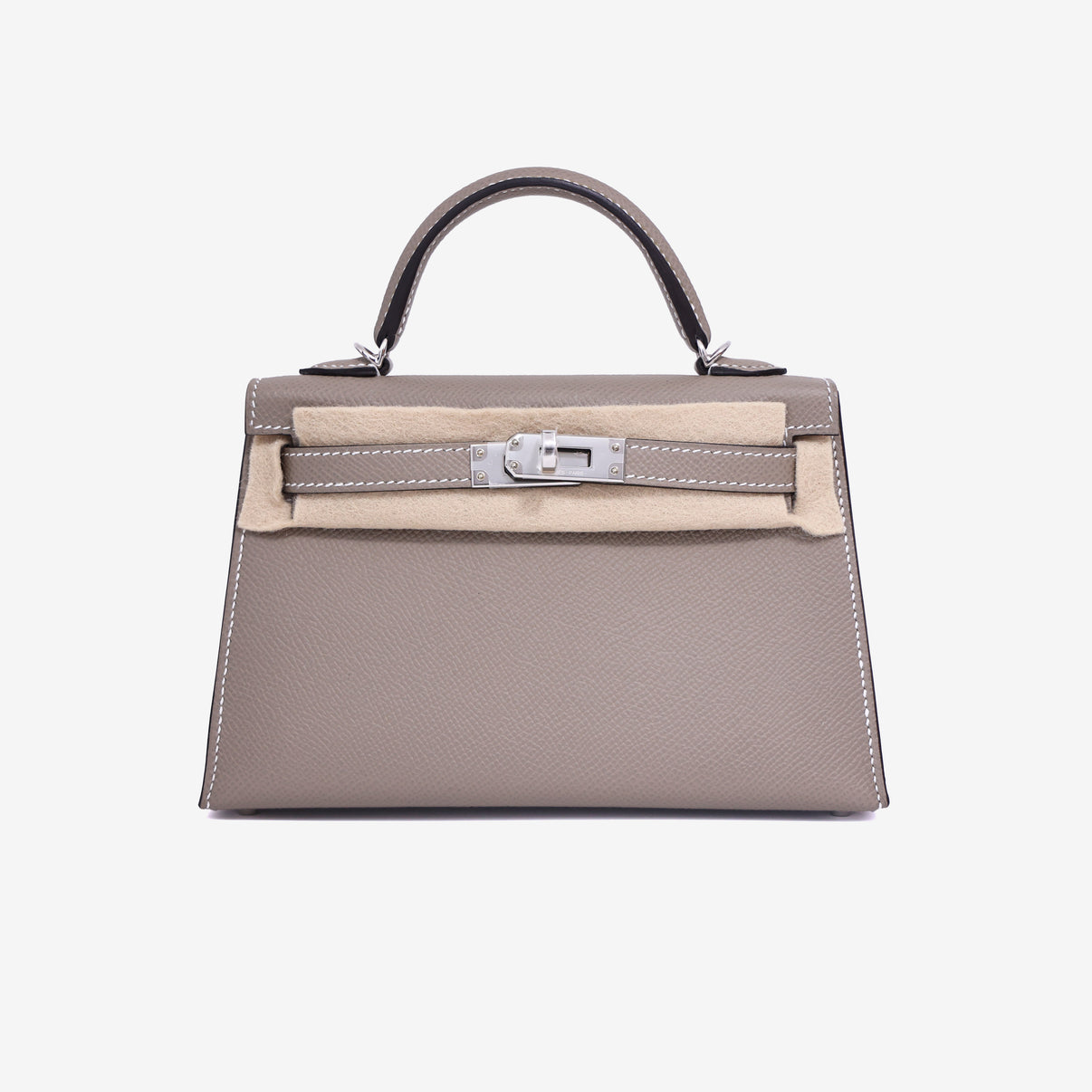 Hermès Mini Kelly 20 in Gris Foncé Epsom Leather with Palladium Hardware front view