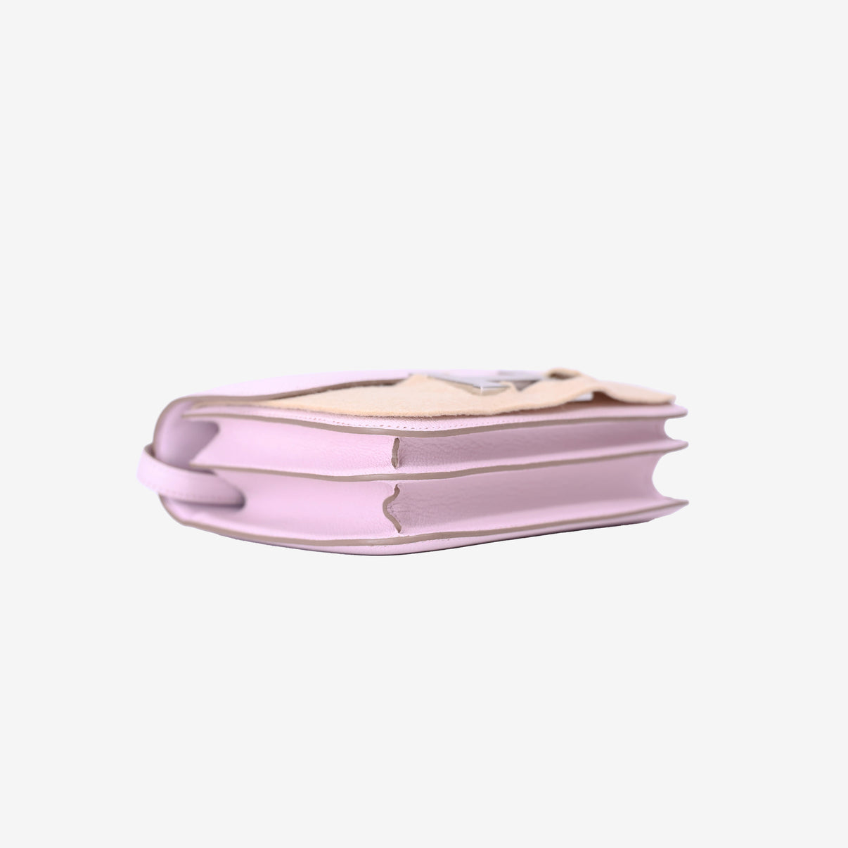 Hermès Constance 18 in Mauve Pale Chevre Mysore Leather with Palladium Hardware bottom side view