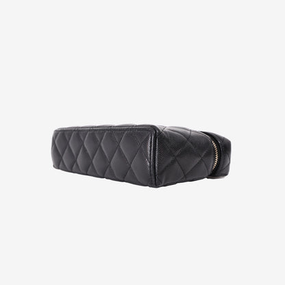 Chanel Top Handle Slim Vanity Case in Black Caviar Leather with Gold Hardware