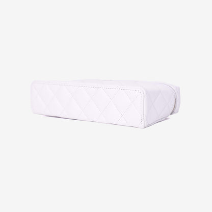 Chanel Lining LP Vanity Case in White Caviar Leather in Gold Hardware