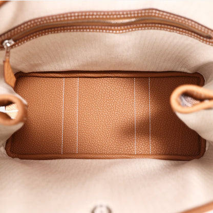 Hermès Garden Party 30 in Gold Negonda Leather with Palladium Hardware interior view