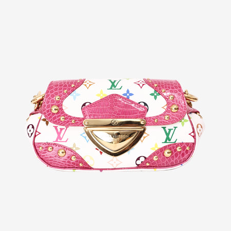 Louis Vuitton Marilyn Handbag in Monogram Canvas and Multicolour Crocodile Leather with Gold Hardware front view