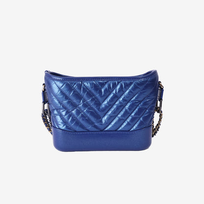 Chanel Gabrielle Small Hobo Bag in Blue Calfskin Leather with Mixed Hardware