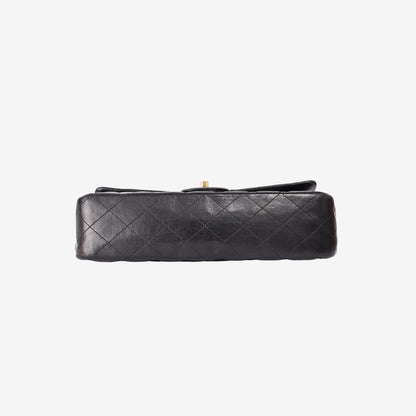 Chanel Classic Double Flap Bag in Black Lambskin Leather with Gold Hardware bottom view