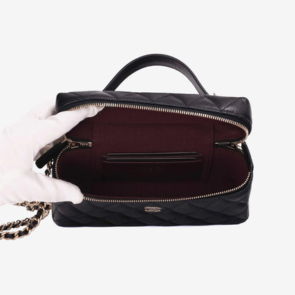 Chanel LP Vanity Case with Chain Small CC Logo in Black Caviar Leather with Gold Hardware (Contact to Enquire)