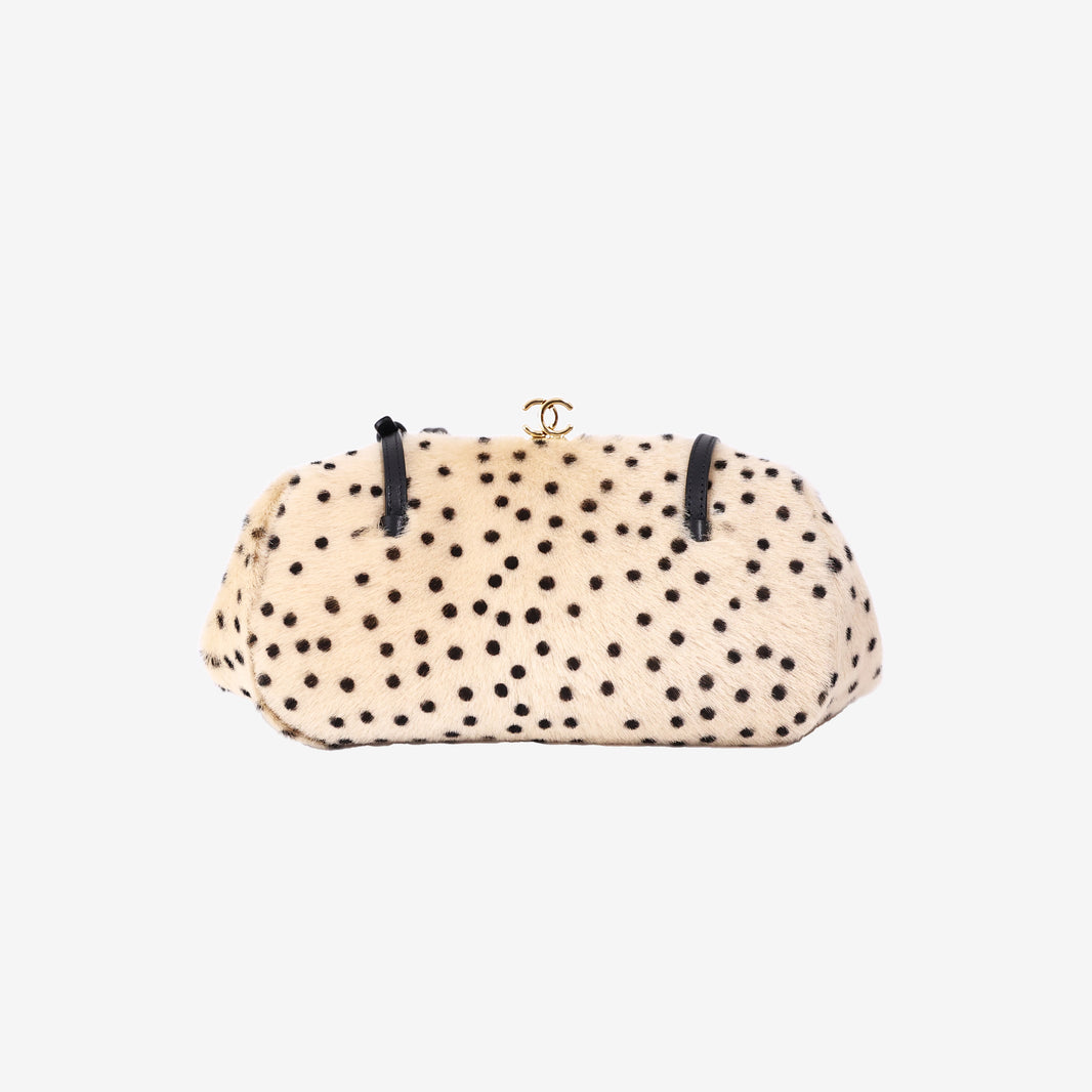 Chanel 26A Clutch with Leather Strap in Beige Pony Hair with Gold Hardware