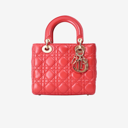 Dior My ABCDior Lady Dior Small Bag in Red Cannage Lambskin Leather with Gold Hardware