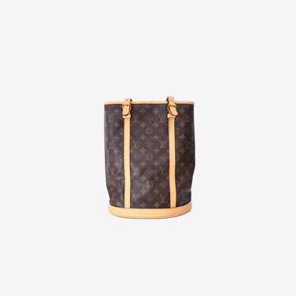 Louis Vuitton Monogram Bucket Bag in Monogram Coated Canvas with Vachetta Leather and Gold Hardware