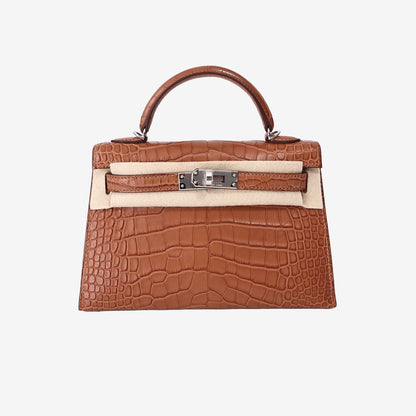Hermès Mini Kelly 20 in Gold Alligator Leather with Palladium Hardware