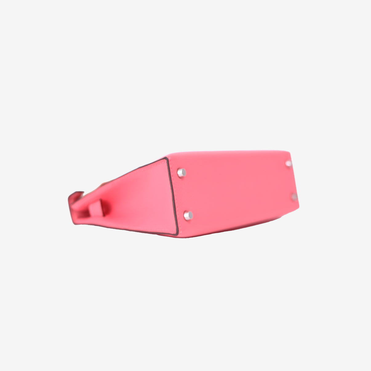 Hermès Mini Kelly 20 in Rose Azalée Epsom Leather with Palladium Hardware bottom side view