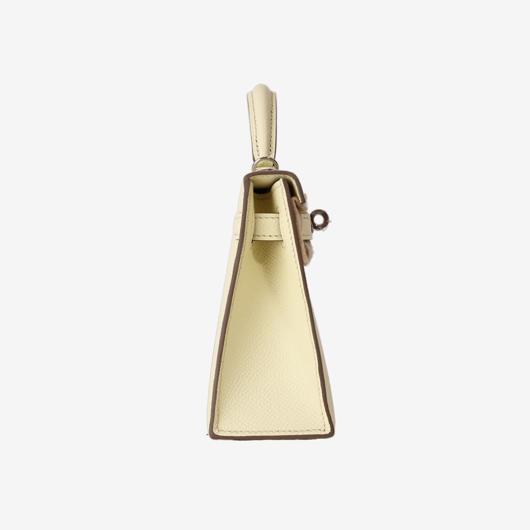 Hermès Mini Kelly 20 in Jaune Milton Epsom Leather with Palladium-Plated Hardware