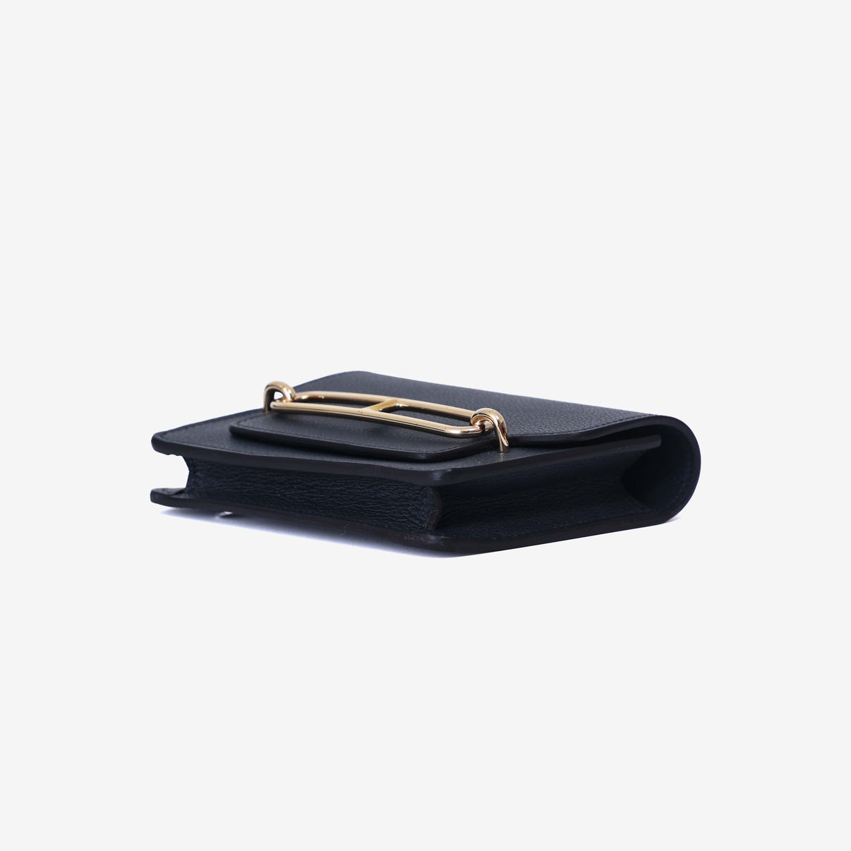Hermès Roulis Wallet in Bleu Nuit Evercolor Leather with Gold Hardware bottom side view