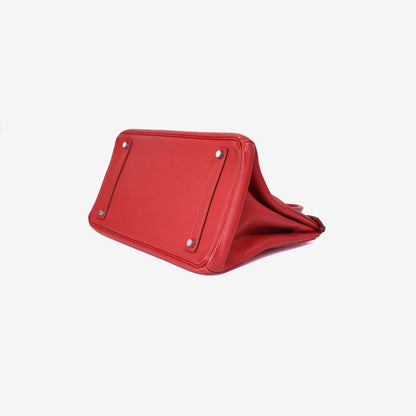 Hermès Birkin 35 in Rouge Casaque Togo Leather with Palladium Hardware bottom side view
