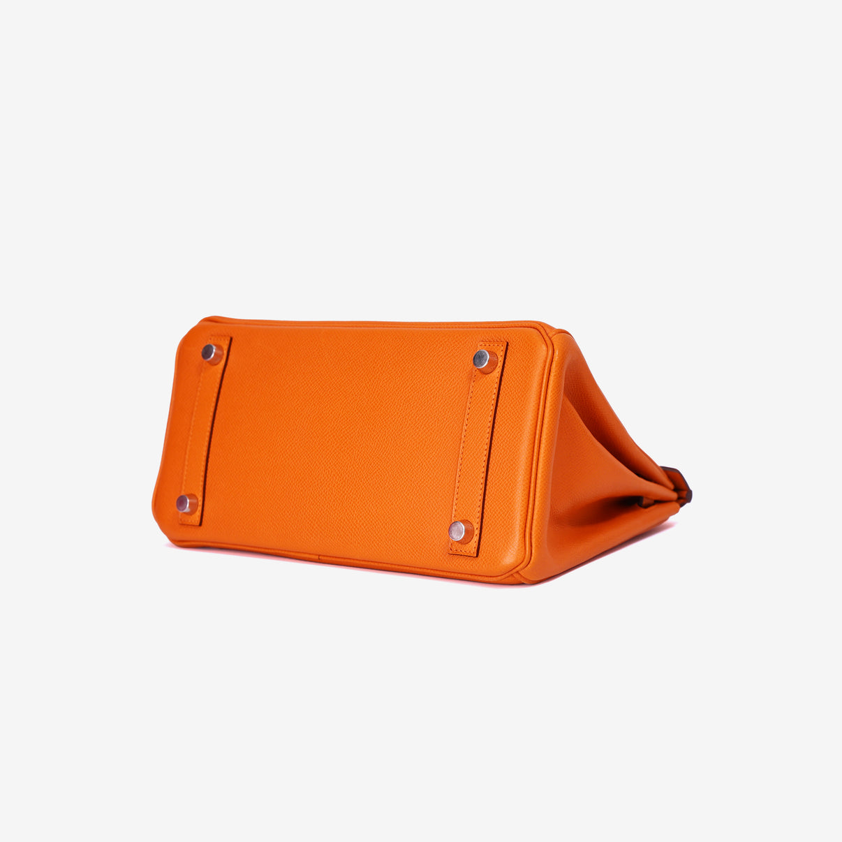 Hermès Birkin 25 in Orange Epsom Leather with Palladium Hardware bottom side view