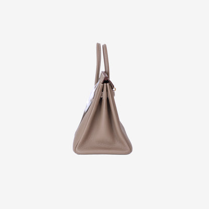 Hermès Birkin 25 in Etoupe Togo Leather with Gold Hardware side view