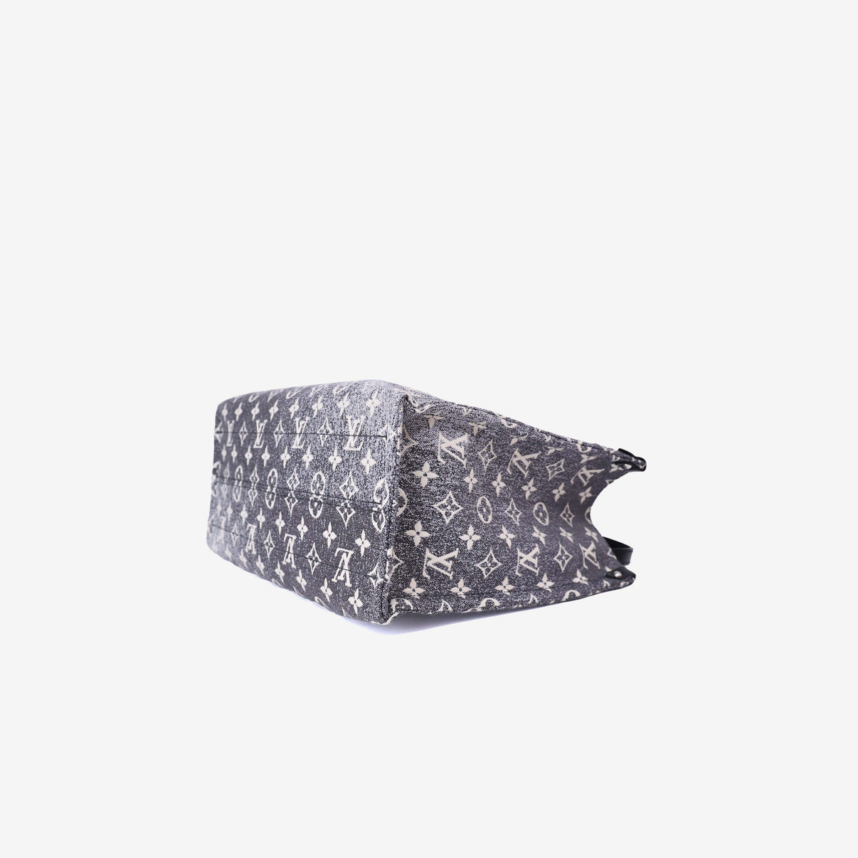Louis Vuitton OnTheGo MM Tote Bag in Black Monogram Jacquard Denim bottom side view