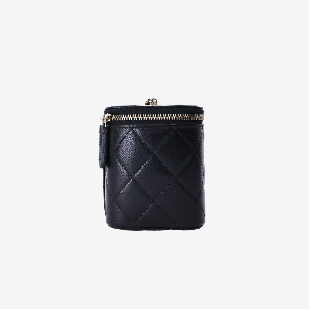 Chanel Vanity Case in Black Caviar Leather with Gold Hardware