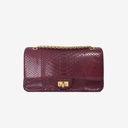 Chanel 2.55 Bag in Burgundy Python Leather with Gold Hardware