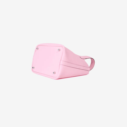 Hermès Picotin 18 in Rose Sakura Clemence Leather with Palladium Hardware bottom side view