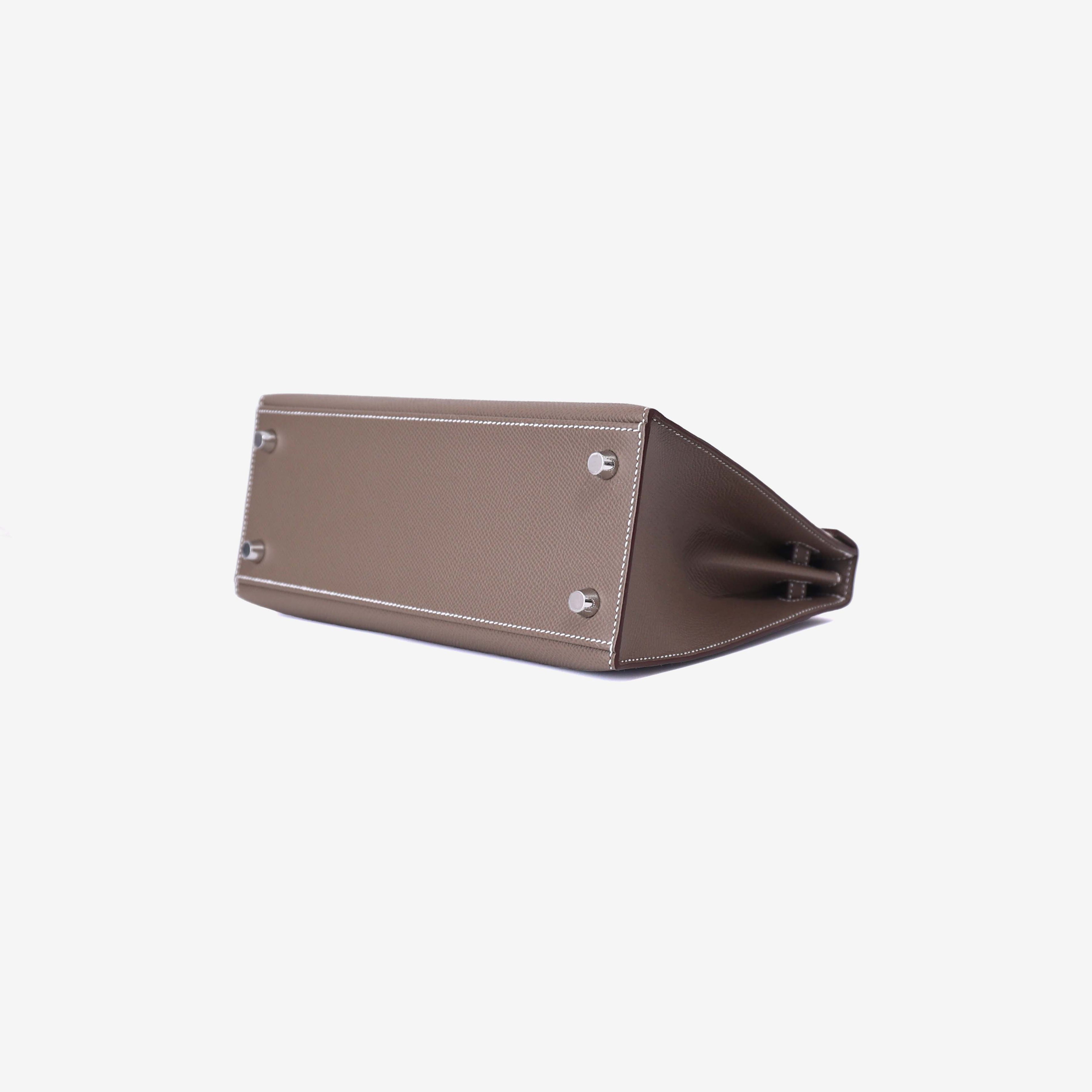Hermès Kelly 25 in Etoupe Epsom Leather with Palladium Hardware bottom side view