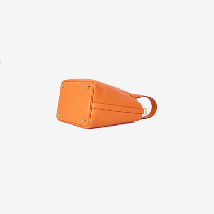 Hermès Picotin 18 Orange Clemence Leather with Gold Hardware bottom side view